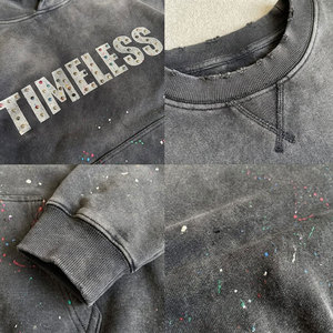Sweat-shirt à capuche oversize à séchage rapide pour homme, en coton French Terry, style streetwear décontracté, avec logo frontal et design délavé, manches classiques - Product Image 6