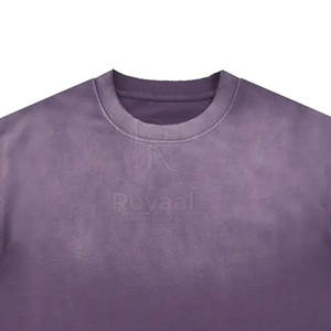 Camiseta de cuello redondo 100% algodón, holgada, estampada con efecto descolorido por el sol, para hombre, con logotipo OEM personalizado, color personalizado, efecto descolorido por el sol. - Product Image 4