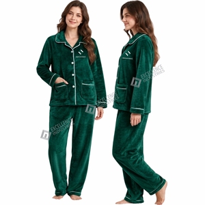 Conjunto de Pijama de Forro Polar Suave para Mujer, Ropa de Dormir de Manga Larga de Dos Piezas, Ropa de Casa Cálida de Forro Polar - Product Image 5
