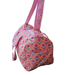 Sac de voyage matelassé vintage 100 % coton pur pour femme, imprimé indien fait main, léger, grande capacité, automne, plage - Product Image 2