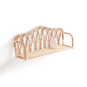 Étagère murale vintage en rotin en forme de larme, étagère flottante incurvée en bambou à 1 niveau, pour pot de plantes de salon, rangement décoratif - Product Image 3