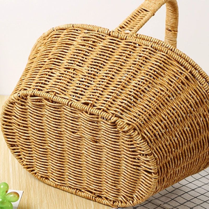 ตะกร้าปิกนิกพลาสติกสานมือขนาดใหญ่พร้อมฝาปิดสำหรับใช้งานกลางแจ้ง - Product Image 2