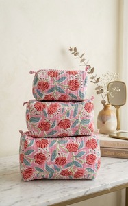 Trousse de Toilette en Coton Écologique Format Voyage, Grande et Moyenne, avec Fermeture Éclair, pour Organiseur, Sac à Maquillage Vintage en Coton Matelassé à la Main - Product Image 3