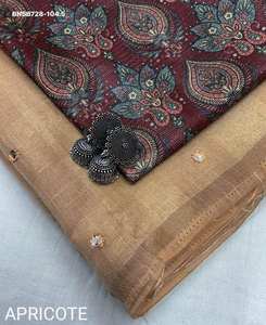 Sari de lino de excelente calidad y color deslumbrante con tejido Zari a cuadros y trabajo de espejo en toda la prenda, proveedor de Surat - Product Image 2