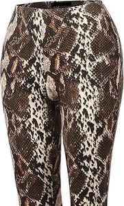 Pantalon évasé en similicuir PU effet peau de serpent, taille mi-haute, respirant, décontracté, avec braguette boutonnée, pour femme - Product Image 5