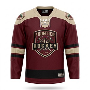 Maillot de hockey sur glace en maille tricotée respirante de haute qualité, personnalisé OEM, avec broderie en twill, uniforme vierge pour hommes - Product Image 1