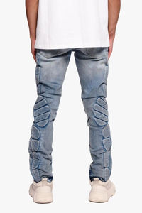 Pantalon en jean skinny Y2K bleu délavé gaufré de haute qualité pour homme HaiYao 2026 – Style streetwear, coupe crayon, OEM/ODM - Product Image 4