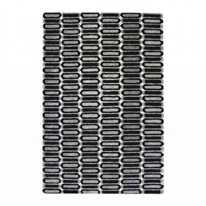 Tapis en laine gris ardoise et bleu marine à carreaux, tissage plat, antidérapant, écologique, tufté à la main, motif tartan minimaliste pour salon et hôtel - Product Image 3
