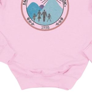 Women's <b>Pink</b> Crewneck <b>Sweatshirt</b> with Family Heritage 1938 Emblem Graphic Long Sleeve Pullover Casual Fleece Fashion Top - Product Image 6