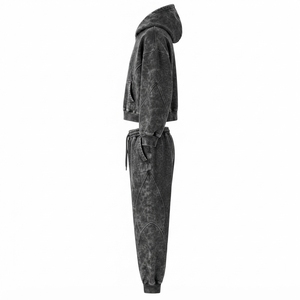 Survêtements pour femmes en gros, 100% coton, effet délavé, avec logo personnalisé, coupe oversize, respirants - Product Image 4