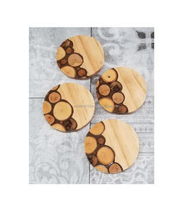 <b>Wooden</b> coaster with beautiful carved floral design perfect for home kitchen <b>dining</b> <b>table</b> decor <b>rustic</b> traditional theme - Product Image 3