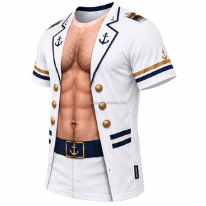 Camiseta Personalizada por Sublimación, Diseño 3D de Capitán de Marina, Divertida para Fiestas, Secado Rápido, Poliéster, Venta al Por Mayor, OEM - Product Image 5