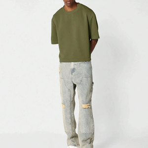 Haute qualité lavé à l'acide soleil fondu t-shirts 100% coton poids lourd en détresse surdimensionné Boxy Fit t-shirts pour hommes - Product Image 2