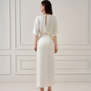 Jupe longue en soie mélangée LIIA pour femme, collection 2026, style haute couture, modèle Mison en satin torsadé à l'avant, vêtements féminins tendance - Product Image 5