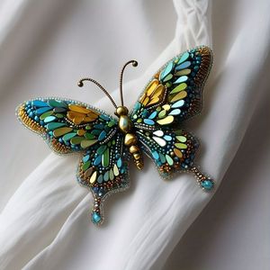 เข็มกลัดปักลายทำมือสุดหรู ประดับด้วยลูกปัดระยิบระยับ MD HANDICRAFTS ของขวัญแต่งงานสำหรับทุกเพศ - Product Image 2