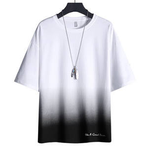 Nouveau style T-shirts pour hommes à col rond, manches courtes, dégradé bicolore, coupe ample, décontracté pour l'été - Product Image 1