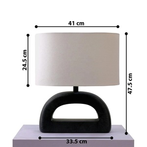 Lampe de table en métal Arch Haven avec abat-jour en lin, finition noire mate, base robuste, lumière ambiante douce pour la décoration de la maison - Product Image 6