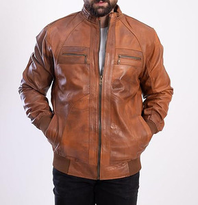 Design Color Block Men Genuine <b>Leather</b> <b>Jacket</b> Custom High Quality Wholesale Impresso International Windproof Breathable - Product Image 1