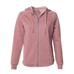 Sudadera con capucha de forro polar 100% algodón para mujer, con cremallera completa, bordado de logotipo personalizado, mangas farol, estampada, para invierno, venta al por mayor - Product Image 1