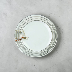 Ensemble d'assiettes plates en mélamine du Vietnam, design luxueux, bord blanc et noir, vaisselle durable, compatible micro-ondes, compatible lave-vaisselle, qualité alimentaire - Product Image 1