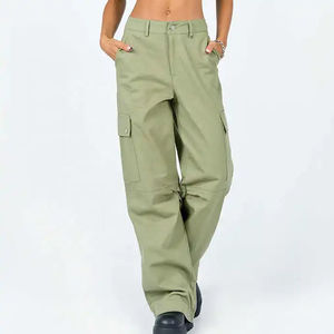 กางเกงคาร์โก้ผู้หญิงมีกระเป๋าข้าง ออกแบบเองได้ ราคาถูก สตรีทแวร์ กางเกงคาร์โก้ผู้หญิง MOQ ต่ำ - Product Image 1