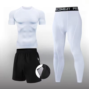 Conjunto de Compresión de Alto Rendimiento para Hombre, 3 Piezas: Camiseta, Mallas y Pantalones Cortos de Gimnasio, Venta al por Mayor de Ropa Deportiva de Alta Calidad - Product Image 1