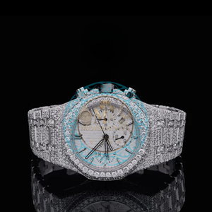 Montre en quartz Moissanite glacée, cadran analogique, boîtier en acier inoxydable 42 mm, bracelet 20 mm, fermoir déployant, montre de luxe pour homme - Product Image 1
