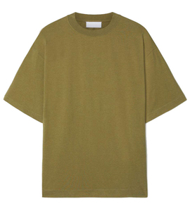 T-shirt en coton orange surdimensionné pour homme, manches courtes, col rond, décontracté, couleur unie, tricot jersey, teint uni, coupe ajustée - Product Image 1