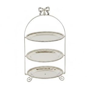Bow Design Dessert <b>Stand</b> Silver Toned Arched Dessert <b>Stand</b> Curled Three Layers Silver Plated <b>3</b> <b>Tier</b> <b>Cake</b> <b>Stand</b> - Product Image 3