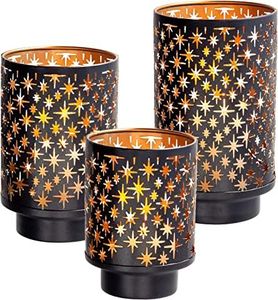 <b>Christmas</b> <b>Lantern</b> Metal Candle Holder Black Gold Tree Star Die Cut Design Home Decoration Heat Resistant - Product Image 4