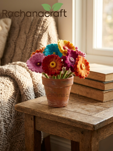 Flores de Gerbera de Fieltro Hechas a Mano, Tallos Florales Artificiales con Limpiapipas para Decoración de Bodas y Hogar, Regalo - Product Image 2
