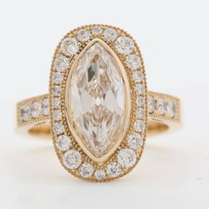 Women's Trendy 2ct Marquise Old Mine Cut Lab-Grown Diamond Ring Set in 14k <b>Yellow</b> Gold - Product Image 4