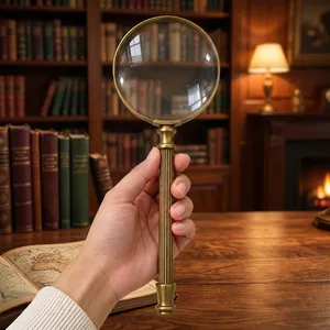 Premium Brass Adjustable Magnifying Glass Stand with Heavy Base Crystal Clear <b>Reading</b> <b>Magnifier</b> for Books Maps Coins Stamps - Product Image 6