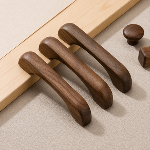 Minimalist Solid Wood <b>Door</b> <b>Pulls</b> Premium Wooden <b>Handles</b> for Wardrobes Kitchen Cabinets Drawers Dressers Bedroom-Modern - Product Image 1