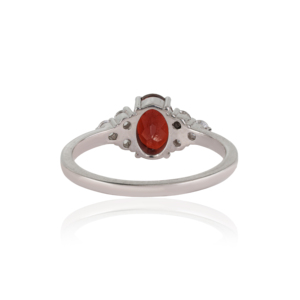 Beautiful Classic 925 Sterling <b>Silver</b> Oval Cut Natural <b>Garnet</b> & Diamond Accents Fine Handmade <b>Silver</b> <b>Ring</b> Jewelry - Product Image 6
