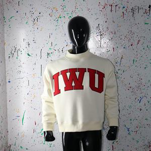 Sweat-shirt à col montant IWU CREAM 100% rouge avec broderie appliquée, col large, URBAN PRODUCTIONS - Product Image 3