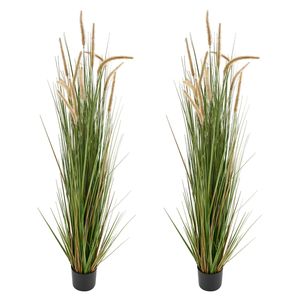 Set di 2 Alberi di Erba Artificiale da 150 cm per Uso Interno ed Esterno - Arbusti di Erba Sintetica in PVC di Alta Qualità - Product Image 1