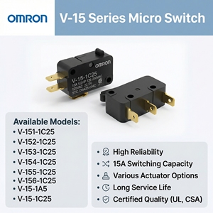 ลิมิตสวิตช์ใหม่และของแท้ สวิตช์ขนาดเล็ก ไมโครสวิตช์ V-15-1A5 ยี่ห้อ Omron - Product Image 2