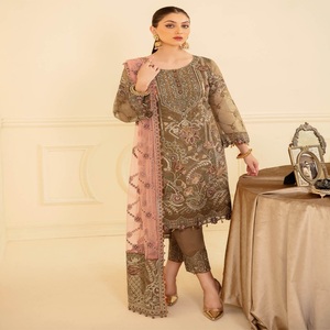 Eid saled ชุดเดรสทำงานปักลายสามชิ้นสำหรับผู้หญิงอินเดียและปากีสถาน - Product Image 2