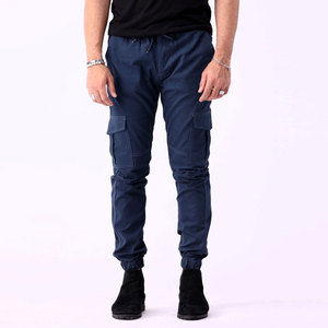 Pantalones Cargo Azul Marino para Hombre, Cintura Elástica, Múltiples Bolsillos, Estilo Jogger Informal, Tela de Lona Transpirable, Ropa de Otoño - Product Image 1