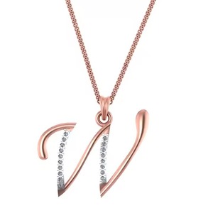 Moderno colgante de oro con diamante en forma de W para mujer, joyería fina y ligera para uso diario y ocasiones especiales con un aspecto elegante. - Product Image 1