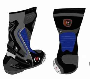 Botas de moto de media caña con parte superior sintética, suela de goma, cierre de cremallera, color azul grisáceo, para todas las estaciones, unisex, para hombre y mujer, de cuero, para montar en moto, de seguridad. - Product Image 1