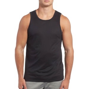 Débardeurs pour hommes en coton 100% personnalisables, anti-boulochage, écologiques, style urbain, couleur unie, séchage rapide, respirants, sans manches, col rond - Product Image 1