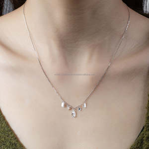 Colgante de diamantes de corte pera y redondo de primera calidad para mujer, oro blanco de 10K, 14K, 18K, diamante cultivado en laboratorio, collar de joyería fina para fiesta. - Product Image 3