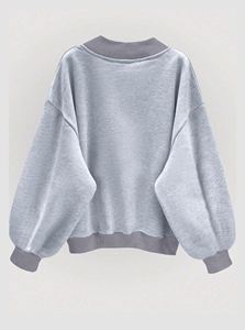 เสื้อสเวตเชิ้ตผู้หญิงคอวีทรงโอเวอร์ไซส์ แขนยาว ผ้าฝ้ายนุ่ม สวมใส่สบาย - Product Image 6