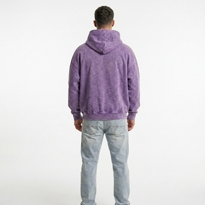 Sweat à capuche oversize en molleton pour homme, effet délavé minéral, avec broderie personnalisée, style streetwear vieilli, en coton épais, motif lettres d'équipe - Product Image 2