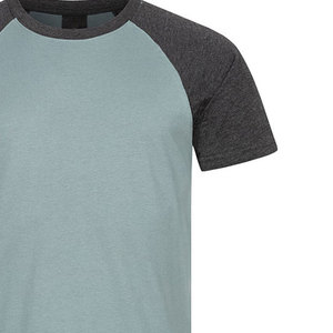 T-shirt décontracté à manches courtes et col rond pour homme, avec blocs de couleur et manches raglan, gris contrastant, OEM - Product Image 5