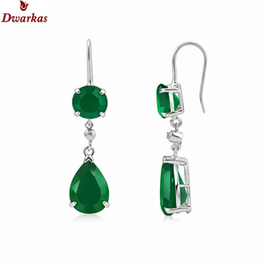 Boucles d'oreilles tendance de luxe en argent sterling 925 avec topaze bleue et pierres CZ pour femmes et filles, fabrication en gros - Product Image 6