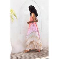Robe midi décontractée Amorzinho faite à la main pour femmes adultes, col en V, imprimé floral, manches mi-longues, tie-dye, ample, ODM, 100 % coton, écologique
