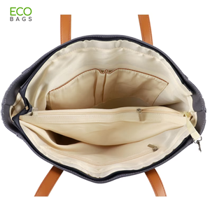 Bolso de mano de lona de algodón ecológico con estampado personalizado para mujer para ir de compras y viajar con logotipo personalizado - Product Image 5